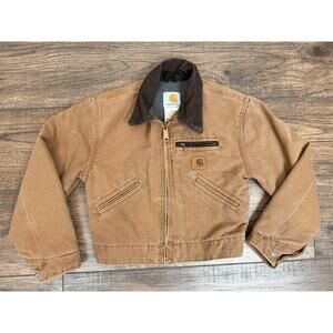 Vintage Carhartt Detroit Blanket Lined Jacket YYJ97 BRN Youth Kids Sz 6-7 Brown